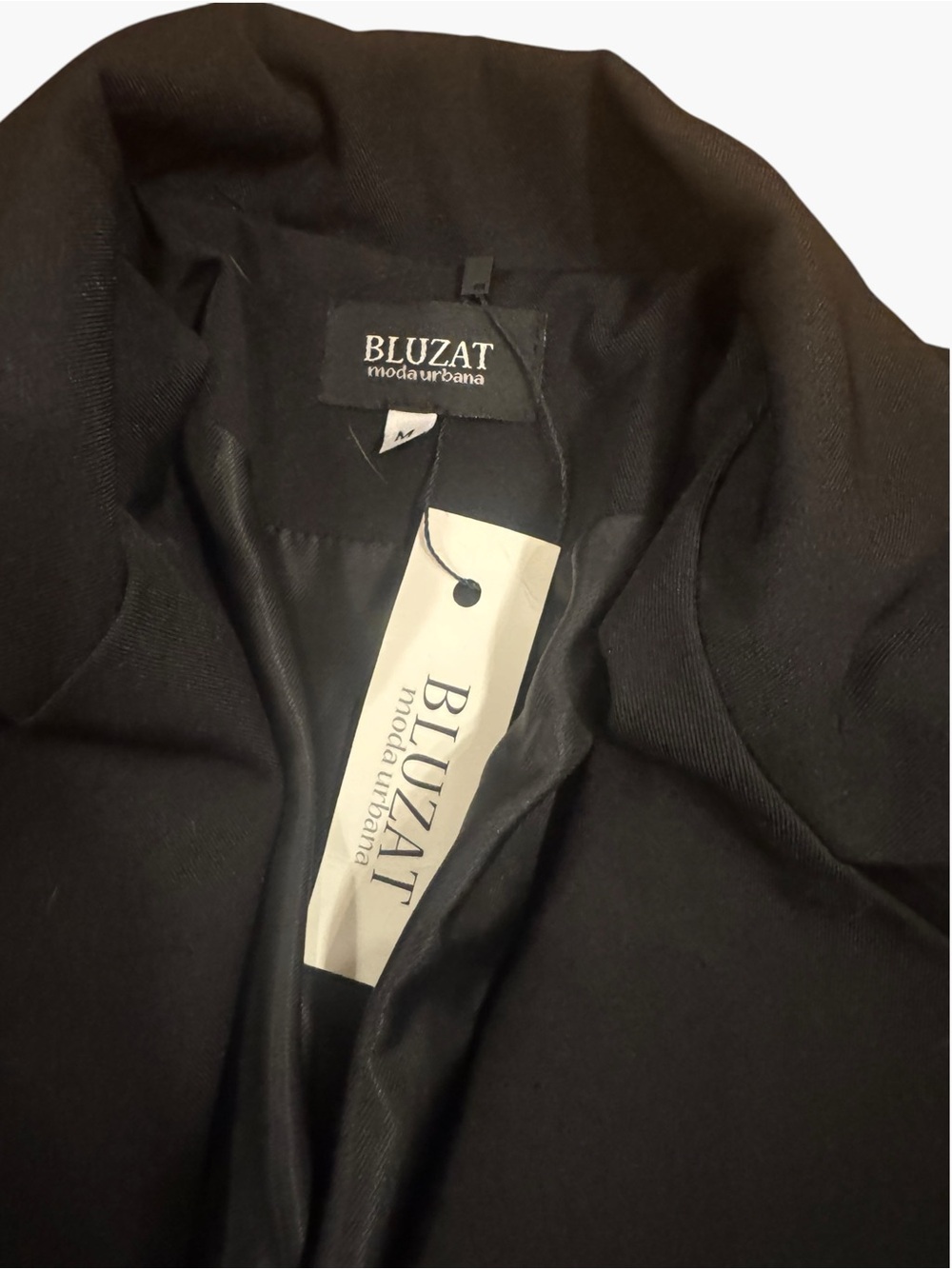 NWT Bluzat Moda Urbana Sharp Shoulder Blazer Black Sz M - Picture 1 of 8